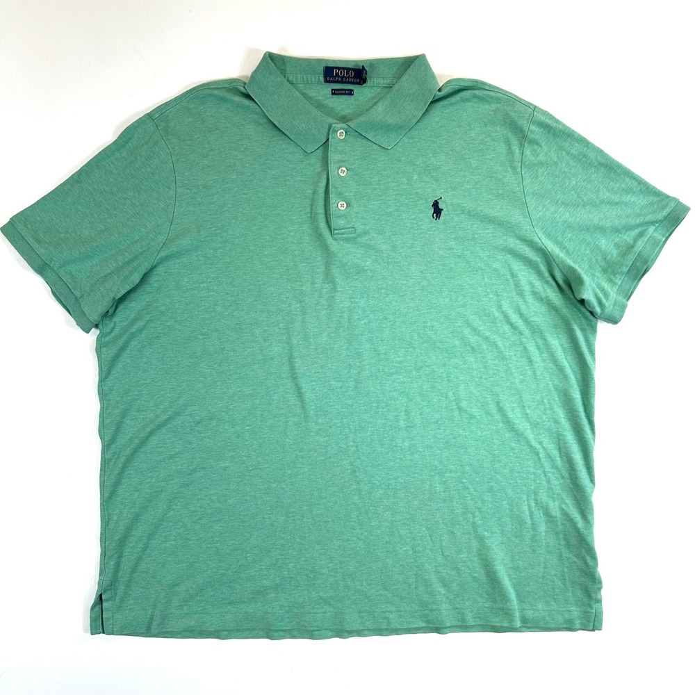 Polo Ralph Lauren Mens XL Classic Fit Heather Green Short Sleeve Polo Shirt